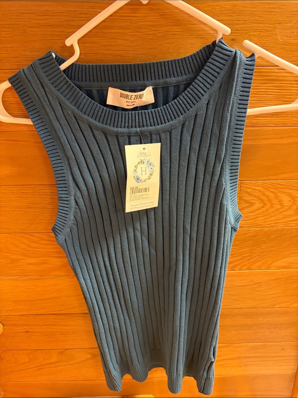 Double Zero Sleeveless Ribbed Tank in Teal